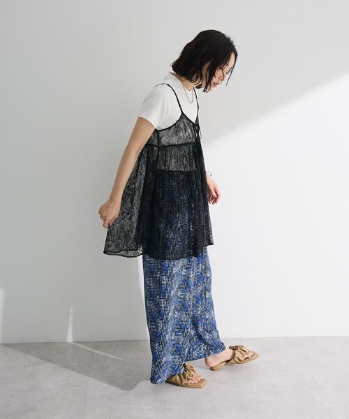 Green　Parks（グリーンパークス）の「前後2WAYレーススパンコールビスチェ（ベスト・レディース・オフホワイト/ブラック・FREE）」の14枚目の写真