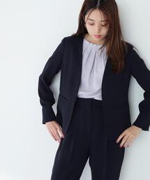 NATURAL BEAUTY BASIC | ◇ドビーツイル SETUP ノーカラージャケット(ノーカラージャケット)