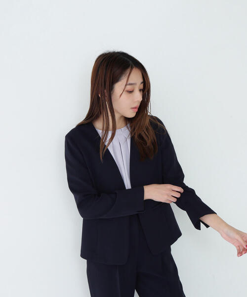 ドビーツイル SETUP ノーカラージャケット | NATURAL BEAUTY