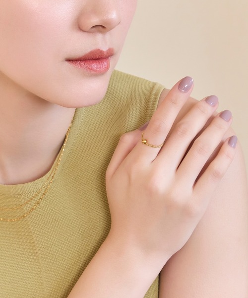 Phoebe（フィービィー）の「【金属アレルギー対応】ワンドロップメタルチェーンリング/サージカルステンレス（リング・レディース・イエローゴールド・FREE）」の3枚目の写真