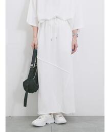 Samansa Mos2 blue | ◎裏毛切替ナロースカート(スカート)