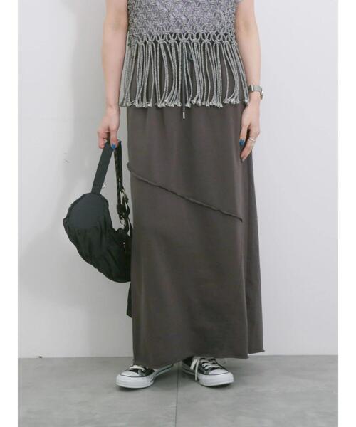 Samansa Mos2 blue（サマンサモスモスブルー）の「◎裏毛切替ナロースカート（スカート・レディース・トップグレー/チャコールグレー/オフホワイト・F）」の2枚目の写真