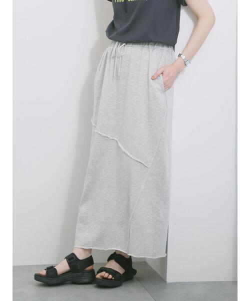 Samansa Mos2 blue（サマンサモスモスブルー）の「◎裏毛切替ナロースカート（スカート・レディース・トップグレー/チャコールグレー/オフホワイト・F）」の3枚目の写真