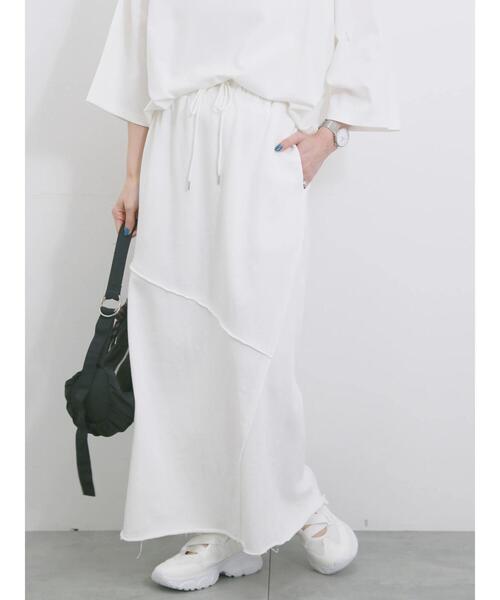 Samansa Mos2 blue（サマンサモスモスブルー）の「◎裏毛切替ナロースカート（スカート・レディース・トップグレー/チャコールグレー/オフホワイト・F）」の4枚目の写真