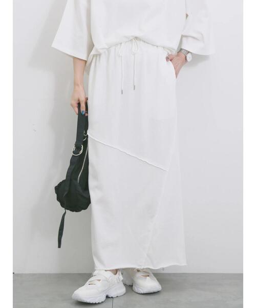 Samansa Mos2 blue（サマンサモスモスブルー）の「◎裏毛切替ナロースカート（スカート・レディース・トップグレー/チャコールグレー/オフホワイト・F）」の5枚目の写真