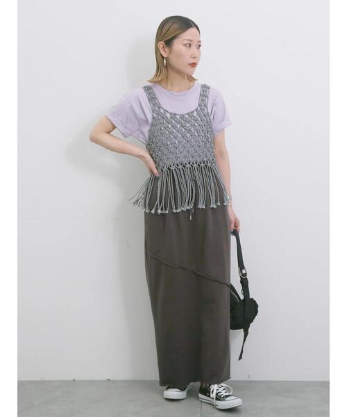 Samansa Mos2 blue（サマンサモスモスブルー）の「◎裏毛切替ナロースカート（スカート・レディース・トップグレー/チャコールグレー/オフホワイト・F）」の18枚目の写真