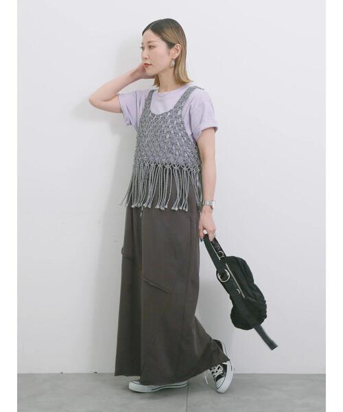 Samansa Mos2 blue（サマンサモスモスブルー）の「◎裏毛切替ナロースカート（スカート・レディース・トップグレー/チャコールグレー/オフホワイト・F）」の20枚目の写真