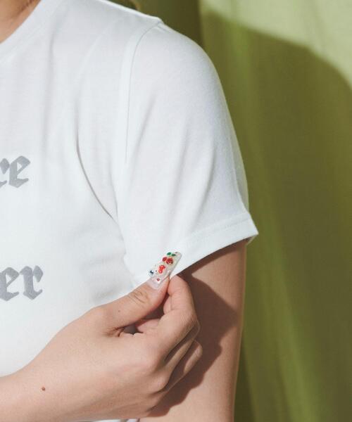 dispark（ディスパーク）の「DISPARK/ゴシックロゴサイドギャザーピチT（Tシャツ/カットソー・レディース・ブラック/ホワイト・FREE）」の7枚目の写真