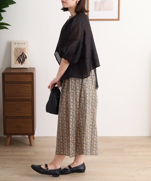 Anna Nicola(アンナニコラ)の「Anna Nicola 綿ローン フラワープリントノースリーブワンピース(ワンピース・レディース・ブラック/ピンク/ネイビー・38)」の15枚目の写真