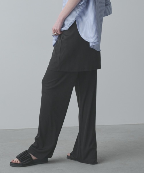 Aunt Marie's（アントマリーズ）の「カットリブレイヤードイージーパンツ（その他パンツ・レディース・モカ/ブラック・FREE/MT）」の2枚目の写真