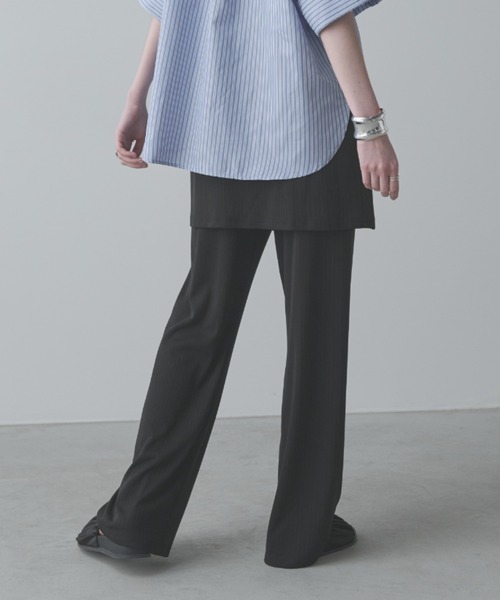 Aunt Marie's（アントマリーズ）の「カットリブレイヤードイージーパンツ（その他パンツ・レディース・モカ/ブラック・FREE/MT）」の5枚目の写真