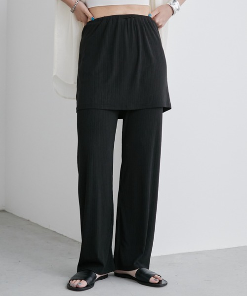 Aunt Marie's（アントマリーズ）の「カットリブレイヤードイージーパンツ（その他パンツ・レディース・モカ/ブラック・FREE/MT）」の9枚目の写真