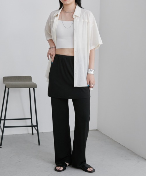 Aunt Marie's（アントマリーズ）の「カットリブレイヤードイージーパンツ（その他パンツ・レディース・モカ/ブラック・FREE/MT）」の13枚目の写真