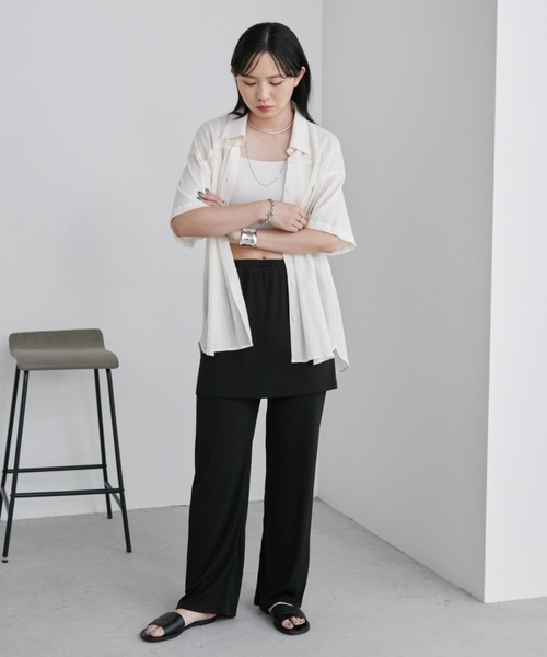 Aunt Marie's（アントマリーズ）の「カットリブレイヤードイージーパンツ（その他パンツ・レディース・モカ/ブラック・FREE/MT）」の15枚目の写真