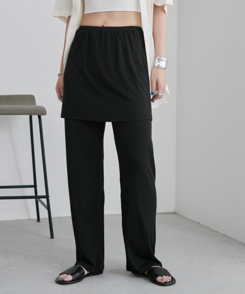 Aunt Marie's（アントマリーズ）の「カットリブレイヤードイージーパンツ（その他パンツ・レディース・モカ/ブラック・FREE/MT）」の10枚目の写真