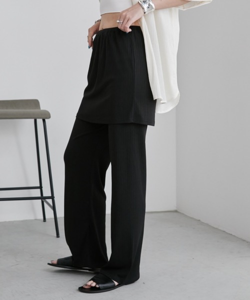 Aunt Marie's（アントマリーズ）の「カットリブレイヤードイージーパンツ（その他パンツ・レディース・モカ/ブラック・FREE/MT）」の11枚目の写真