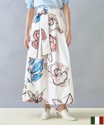 Settimissimo（セッティミッシモ）の「ITALY サテン フラワープリント リボンベルト付 フレアロングスカート（スカート）」