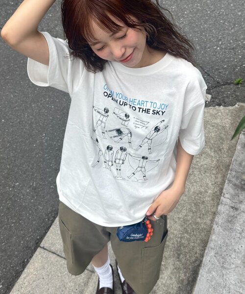 CIAOPANIC TYPY（チャオパニックティピー）の「【UNISEX】ラジオ体操TEE（Tシャツ/カットソー・レディース・ホワイト/グレー/ブルー・MEDIUM/LARGE）」の2枚目の写真