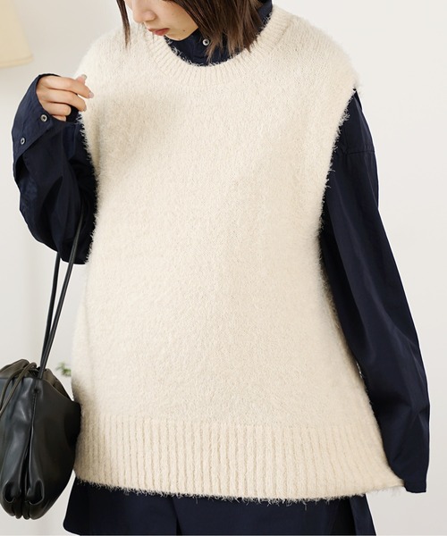ESLOW(エスロー)の「▲ESLOW/エスロー FUR VEST ファーベスト(ニット/セーター・レディース・ホワイト・FREE)」の4枚目の写真