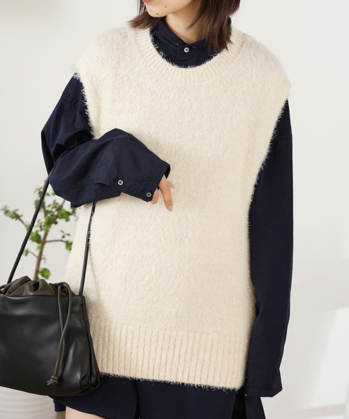 ESLOW(エスロー)の「▲ESLOW/エスロー FUR VEST ファーベスト(ニット/セーター・レディース・ホワイト・FREE)」の5枚目の写真