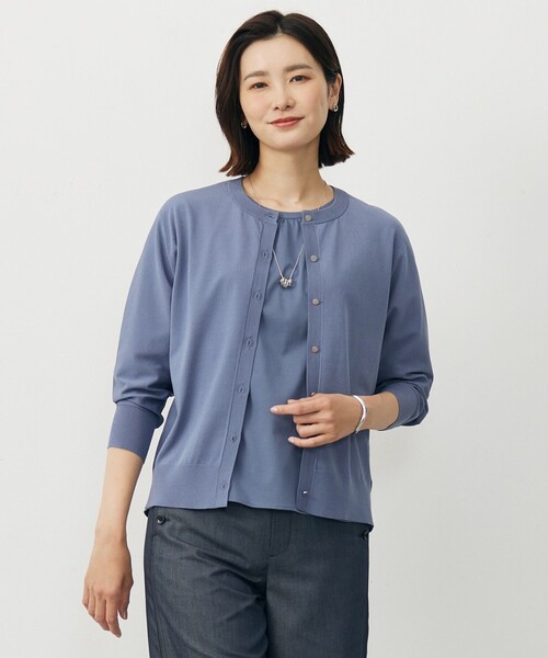 J.PRESS(ジェイプレス)の「【洗える】レーヨンストレッチ カーディガン(カーディガン/ボレロ・レディース・ブラック系/スカイブルー系/ベージュ系・T13/T15)」の1枚目の写真