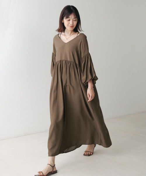 Bou Jeloud（ブージュルード）の「袖バルーンワンピース（ワンピース・レディース・ベージュ/ブラウン/ブラック・FREE）」の3枚目の写真