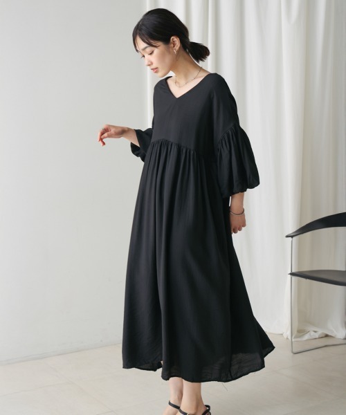 Bou Jeloud（ブージュルード）の「袖バルーンワンピース（ワンピース・レディース・ベージュ/ブラウン/ブラック・FREE）」の2枚目の写真