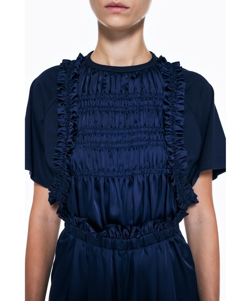 ENFOLD(エンフォルド)の「セミマットサテン シャーリングオールインワン(つなぎ/オールインワン・レディース・アイボリー/ダークネイビー・38/36)」の13枚目の写真