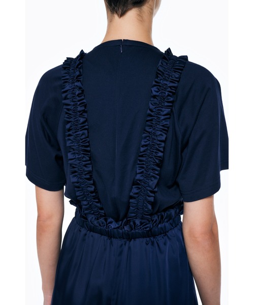 ENFOLD(エンフォルド)の「セミマットサテン シャーリングオールインワン(つなぎ/オールインワン・レディース・アイボリー/ダークネイビー・38/36)」の12枚目の写真