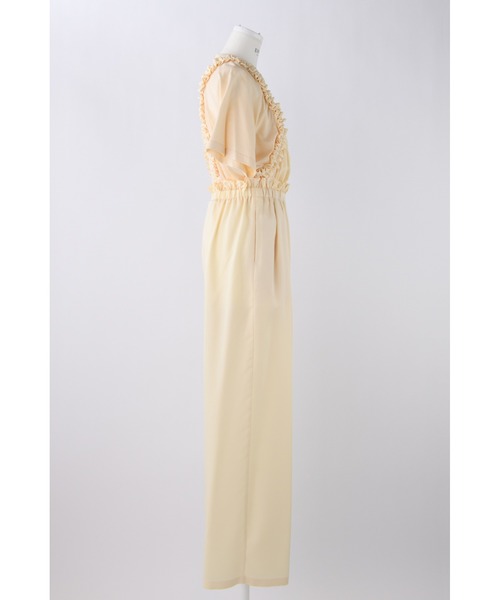 ENFOLD(エンフォルド)の「セミマットサテン シャーリングオールインワン(つなぎ/オールインワン・レディース・アイボリー/ダークネイビー・38/36)」の3枚目の写真