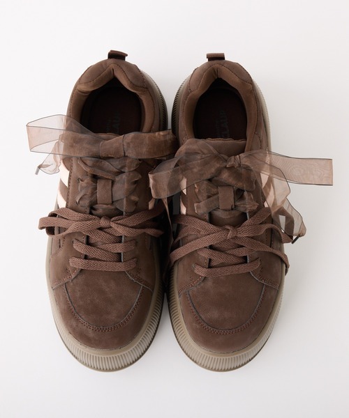 one after another NICE CLAUP（ワンアフターアナザーナイスクラップ）の「【新色追加】リボンカスタムスニーカー（スニーカー・レディース・ダークブラウン/ホワイト/アイボリー・S/M/L）」の12枚目の写真