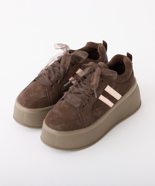 one after another NICE CLAUP（ワンアフターアナザーナイスクラップ）の「【新色追加】リボンカスタムスニーカー（スニーカー・レディース・ダークブラウン/ホワイト/アイボリー・S/M/L）」の8枚目の写真