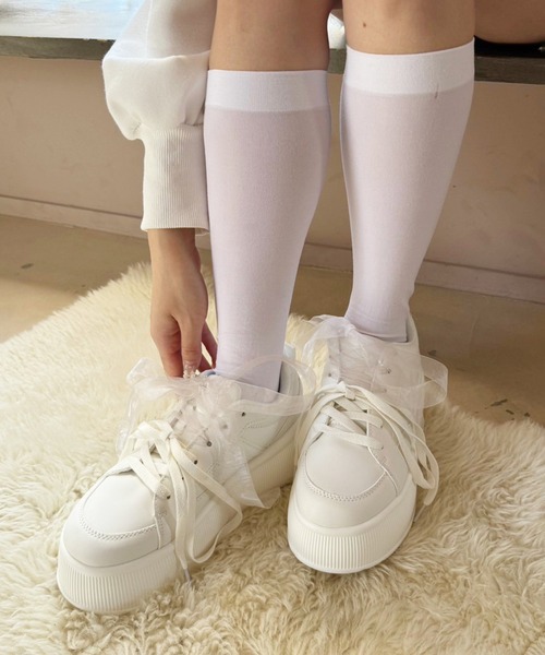 one after another NICE CLAUP（ワンアフターアナザーナイスクラップ）の「【新色追加】リボンカスタムスニーカー（スニーカー・レディース・ダークブラウン/ホワイト/アイボリー・S/M/L）」の17枚目の写真