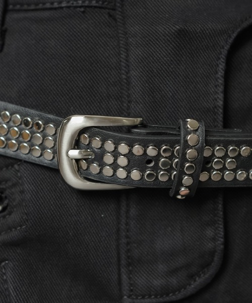 セール】ミニウエストポーチ付きベルト/シルバースタッズ（ベルト