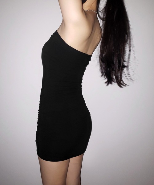 me+em select（ミームセレクト）の「【 ２color 】サイドシャーリングタイトリブミニワンピース ／ side shirring tight rib mini onepiece（ワンピース・レディース・グレー/ブラック・FREE）」の7枚目の写真