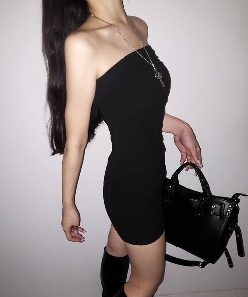 me+em select（ミームセレクト）の「【 ２color 】サイドシャーリングタイトリブミニワンピース ／ side shirring tight rib mini onepiece（ワンピース・レディース・グレー/ブラック・FREE）」の11枚目の写真