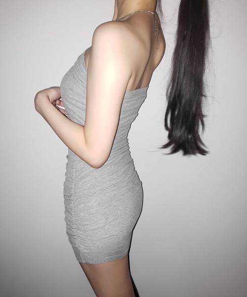me+em select（ミームセレクト）の「【 ２color 】サイドシャーリングタイトリブミニワンピース ／ side shirring tight rib mini onepiece（ワンピース・レディース・グレー/ブラック・FREE）」の22枚目の写真