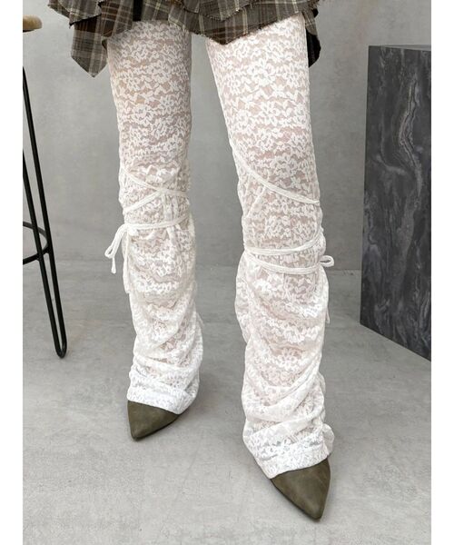 EVRIS（エヴリス）の「レースギャザーフレアレギンス（その他パンツ・レディース・ホワイト/ブラック/ブラウン・FREE）」の6枚目の写真