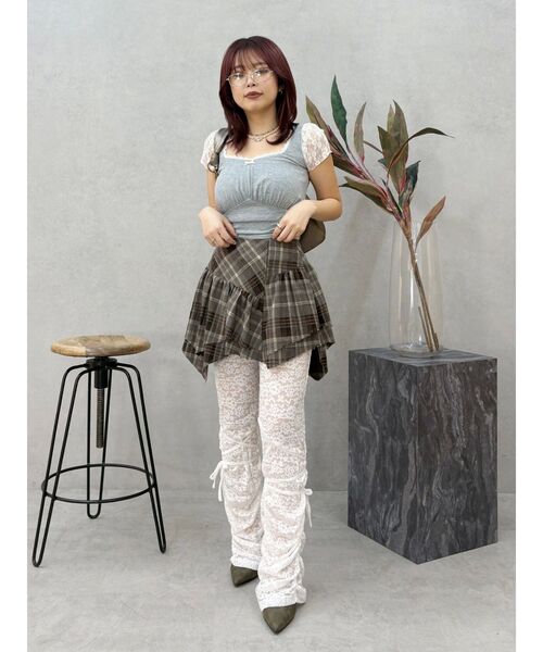 EVRIS（エヴリス）の「レースギャザーフレアレギンス（その他パンツ・レディース・ホワイト/ブラック/ブラウン・FREE）」の8枚目の写真