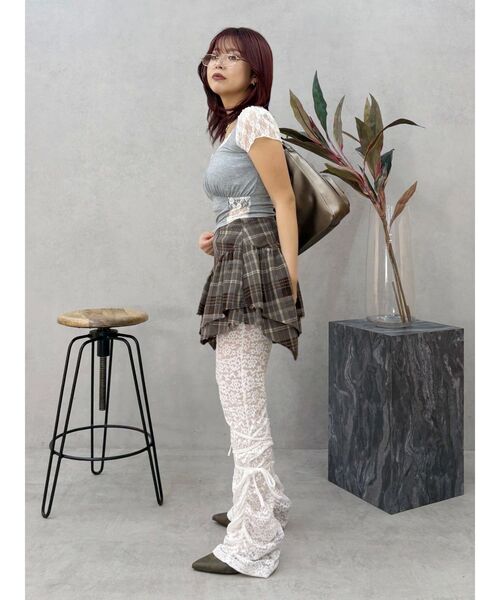 EVRIS（エヴリス）の「レースギャザーフレアレギンス（その他パンツ・レディース・ホワイト/ブラック/ブラウン・FREE）」の9枚目の写真