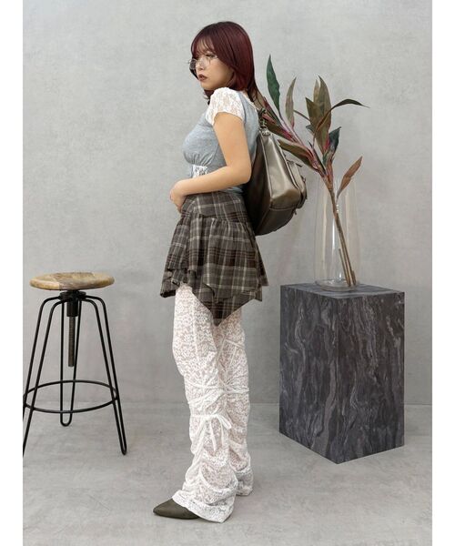 EVRIS（エヴリス）の「レースギャザーフレアレギンス（その他パンツ・レディース・ホワイト/ブラック/ブラウン・FREE）」の10枚目の写真