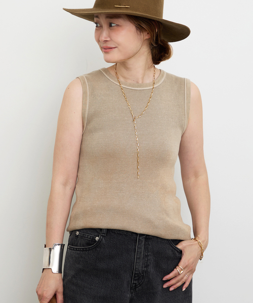 Deuxieme Classe（ドゥーズィエムクラス）の「*Vintage ノースリーブ Tシャツ（Tシャツ/カットソー・レディース・ブラック系その他/タン/ベージュ・FREE）」の7枚目の写真