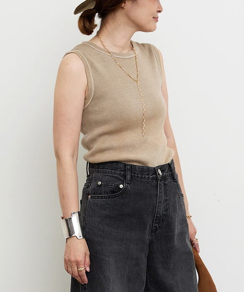 Deuxieme Classe（ドゥーズィエムクラス）の「*Vintage ノースリーブ Tシャツ（Tシャツ/カットソー・レディース・ブラック系その他/タン/ベージュ・FREE）」の8枚目の写真