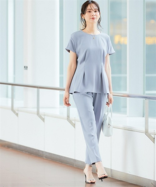 7days Life Styling(セブンデイズライフスタイリング)の「美極とろみ素材 半袖ペプラムブラウス(シャツ/ブラウス・レディース・チャコール/グレイッシュベージュ/グレー・S/M/L/LL)」の5枚目の写真