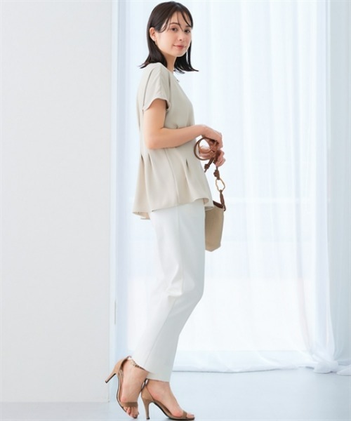 7days Life Styling(セブンデイズライフスタイリング)の「美極とろみ素材 半袖ペプラムブラウス(シャツ/ブラウス・レディース・チャコール/グレイッシュベージュ/グレー・S/M/L/LL)」の13枚目の写真