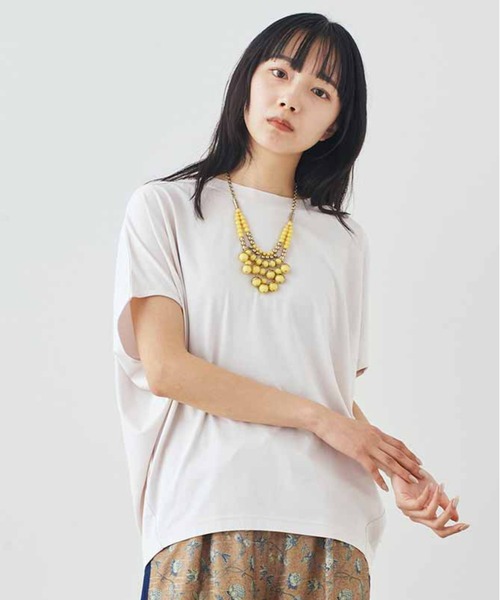 MEDE19F(メデジュウキュウ)の「MEDE19F 接触冷感ドルマンスリーブ カットソートップス(Tシャツ/カットソー・レディース・グレイッシュベージュ/オフホワイト/チャコールグレー・L/M)」の2枚目の写真