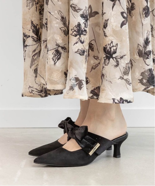 セール】ビッグベロアリボンミュールパンプス（パンプス）｜RANDA