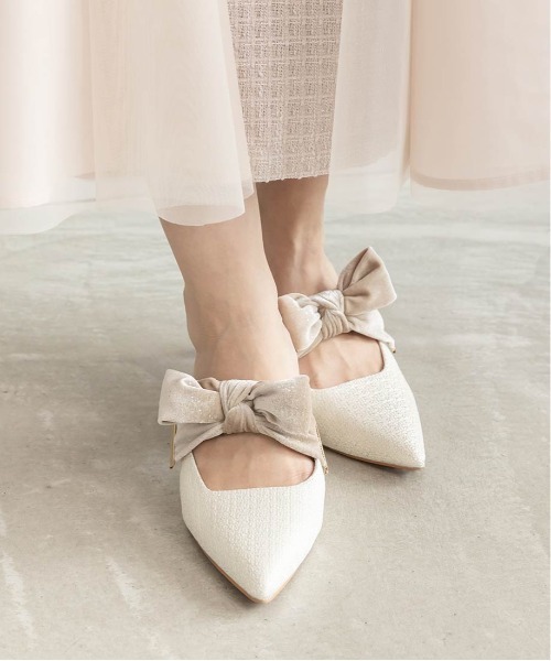 RANDA ベロアリボン ミュールパンプス 完売品 美品 セール】ビッグベロアリボンミュールパンプス（パンプス）｜RANDA