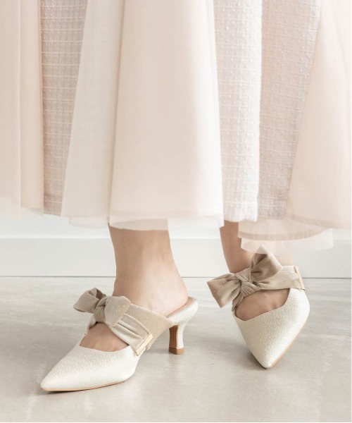 RANDA ベロアリボン ミュールパンプス 完売品 美品 セール】ビッグベロアリボンミュールパンプス（パンプス）｜RANDA