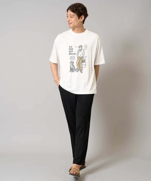 a.v.v(アーヴェヴェ)の「【接触冷感】イラストレーターコラボプリンワイドシルエットカットソー【uca U】(Tシャツ/カットソー・メンズ・オレンジ/ホワイト・46/50/48)」の19枚目の写真
